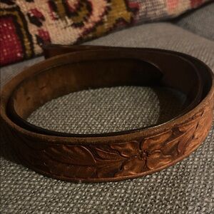 Floral Embossed Leather Belt